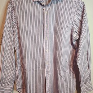 Ralph Lauren Men's White and Blue Striped Shirt